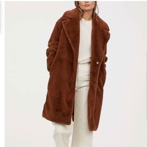 Avec Les Filles Faux Fur Plush Bunny Coat Brown Women’s S